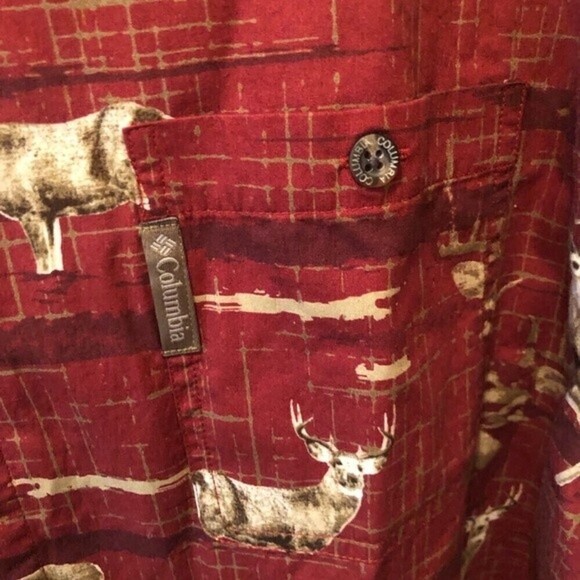 Columbia River Lodge Button Down LS Shirt XL Deer Buck Printed Rust Holiday Gift - Picture 4 of 7